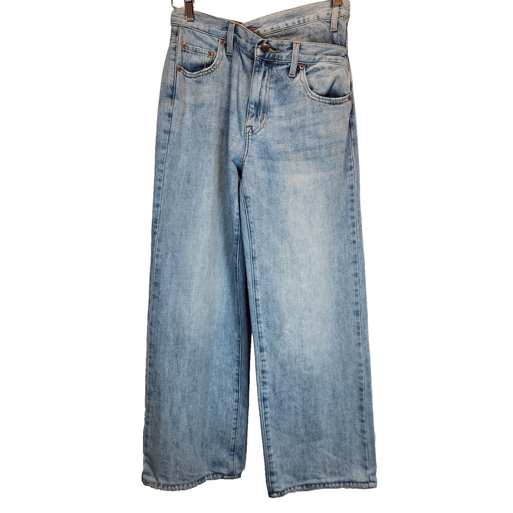 Pistola Bobbie Crossover High-Rise Wide Leg Jeans Light Wash Women Denim Size 26